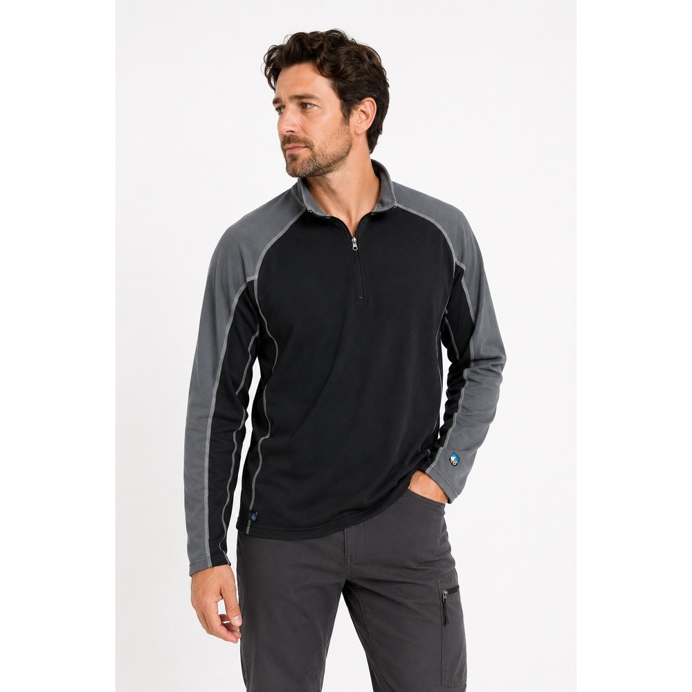 Kuhl Technikore 1/4 Zip Pullover Mens M Black Gray Made Canada Hiking Gorpcore